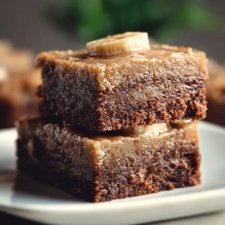 Delicious banana bread brownies topped with chocolate frosting
