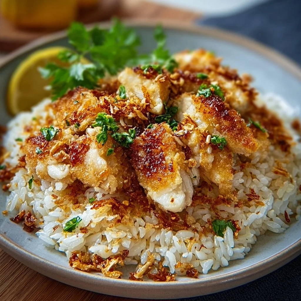 Crispy Garlic Chicken Rice
