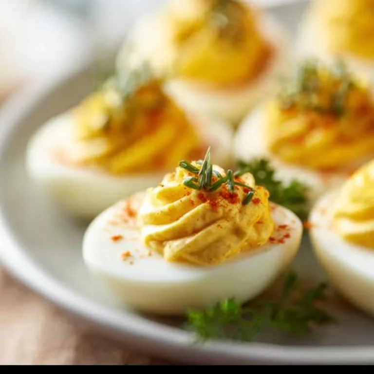Creamy and flavorful deviled eggs served on a platter for appetizers