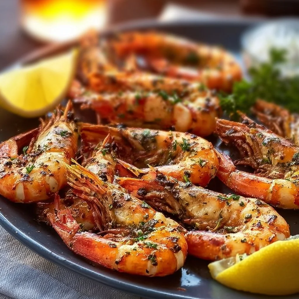 Crispy easy baked butterfly shrimp served on a plate with lemon wedges.
