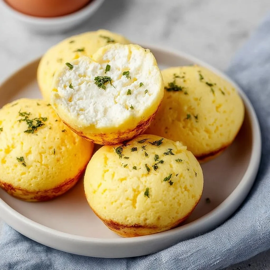 Delicious easy ricotta egg bites served in a white dish
