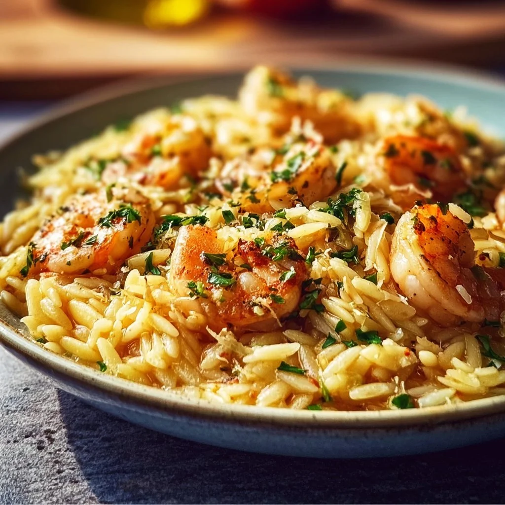 Easy Shrimp Orzo in Lemon Garlic Sauce