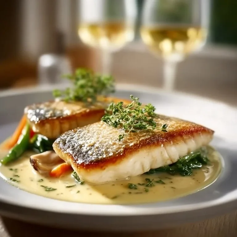Fish served with a non-alcoholic white wine sauce for a delicious meal