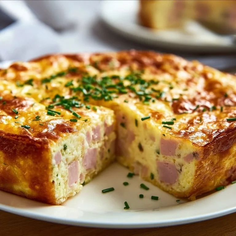 Fluffy crustless quiche with ham, perfect for a tasty breakfast or brunch.