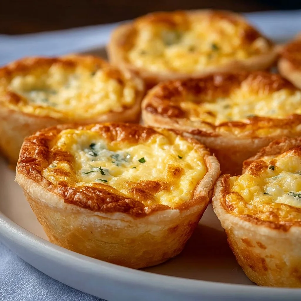 Fluffy mini cheese quiches baked to perfection, ideal for snacks and appetizers.