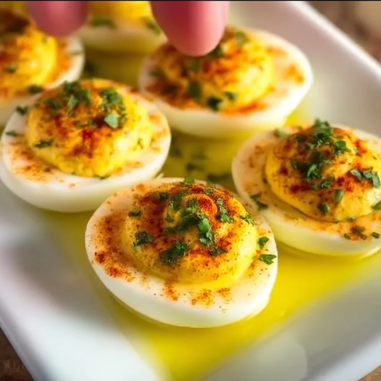 French style deviled eggs recipe with creamy filling and herbs