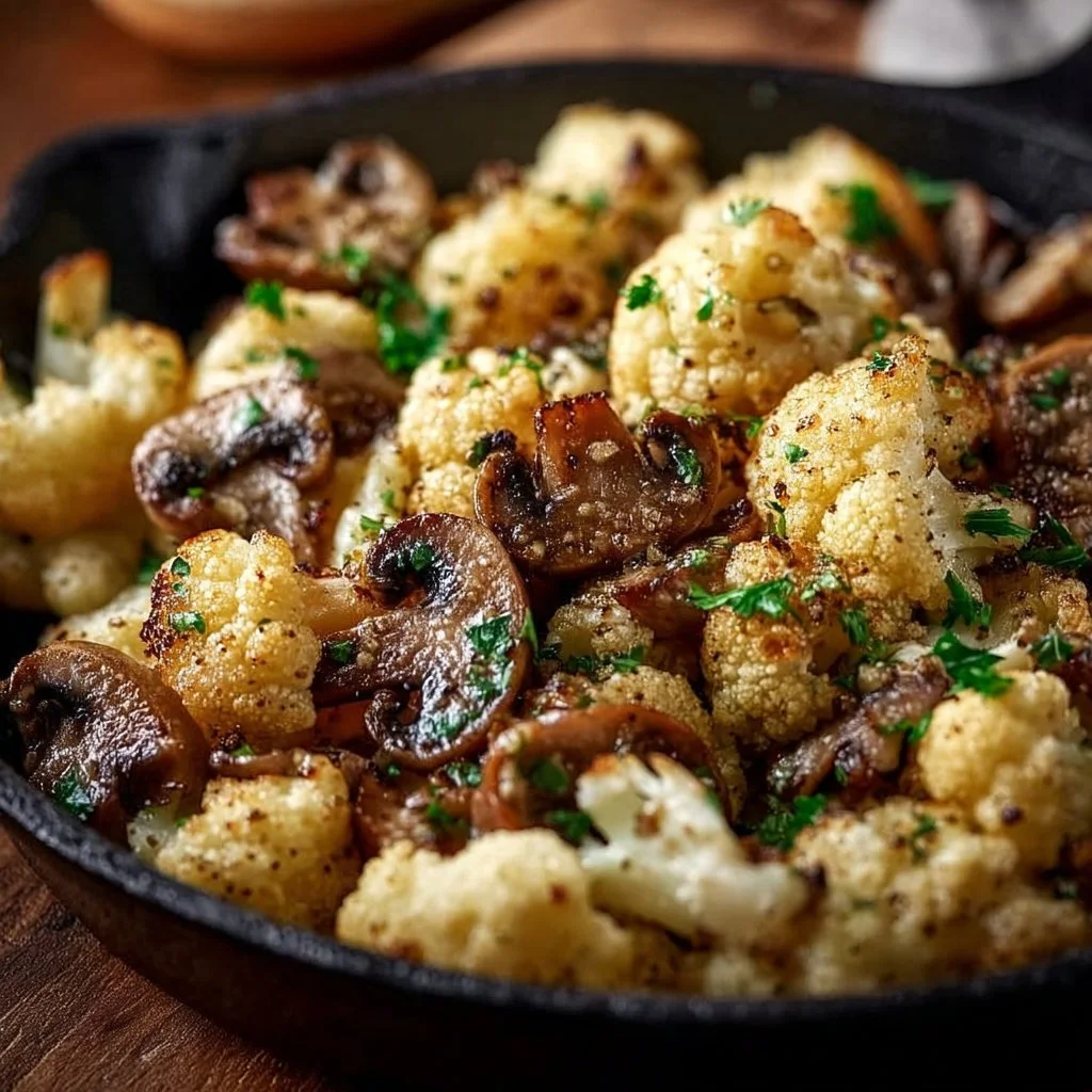 Garlic Cauliflower Mushroom Skillet