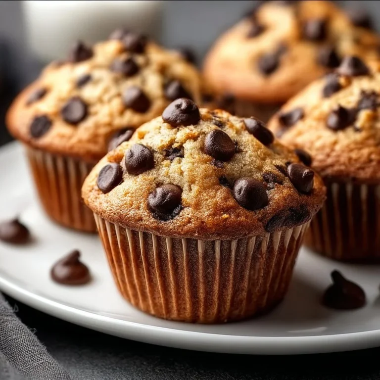 Healthy Greek yogurt chocolate chip muffins on a plate