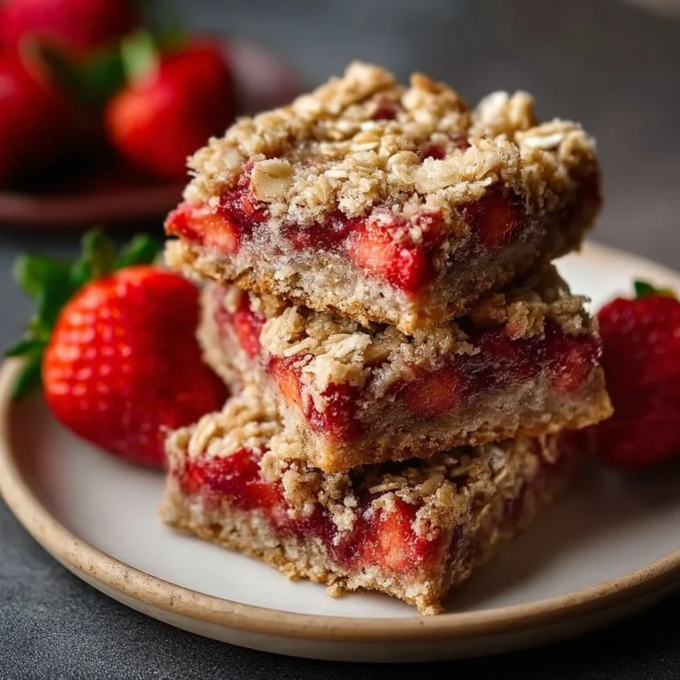 Healthy strawberry oatmeal bars with fresh strawberries and oats