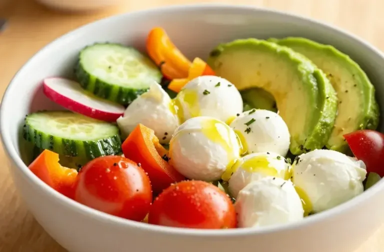 Bright Spring Salad Bowl with Mozzarella and Veggies: Fresh in a Bite