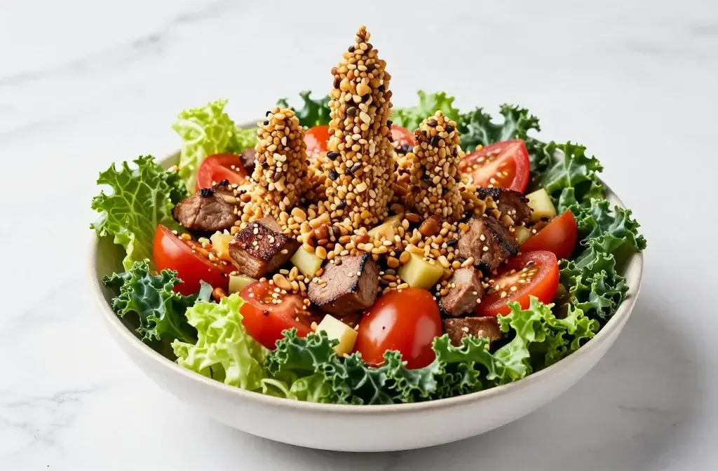 Chopped Salad Bowl with Crunchy Toppings: Party-Ready Greens