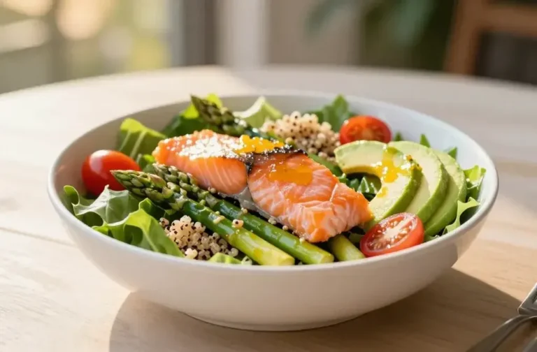 Spring Salad Bowl with Salmon and Asparagus: Fresh + Flaky Goodness