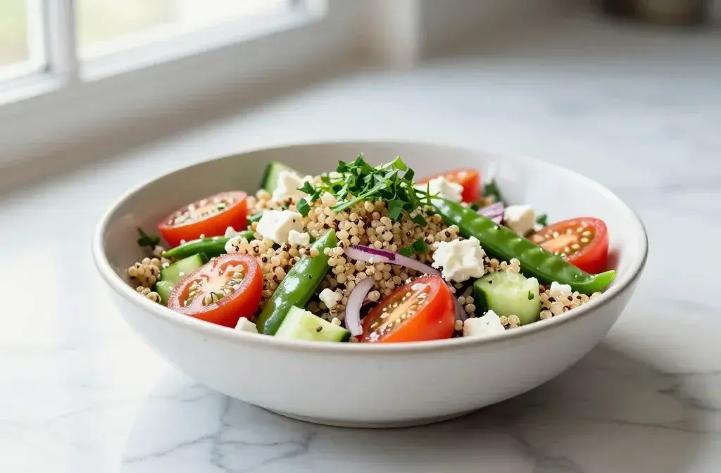 Spring Quinoa Salad Bowl with Feta and Herbs: Fresh Bite