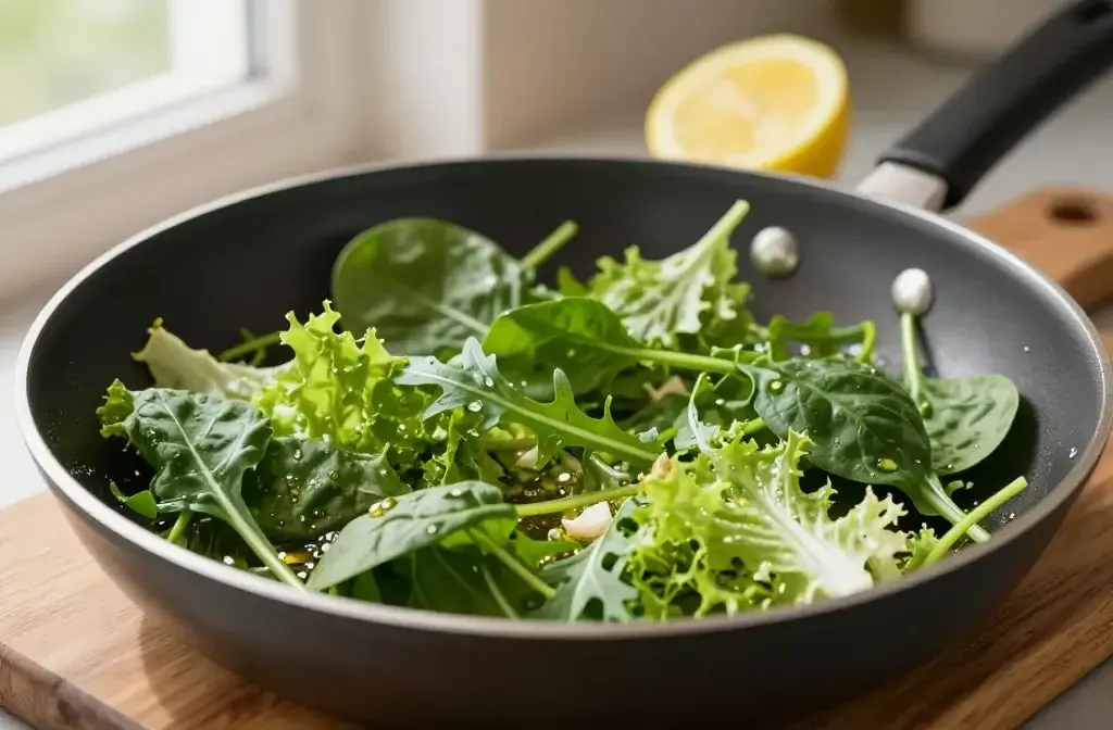 Cooked Spring Mix Warm Salad with Garlic: Bright, Fast Greens