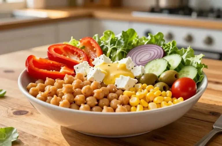 Colorful Chickpea Feta Salad Bowl: Rainbow Crunch in a Bowl