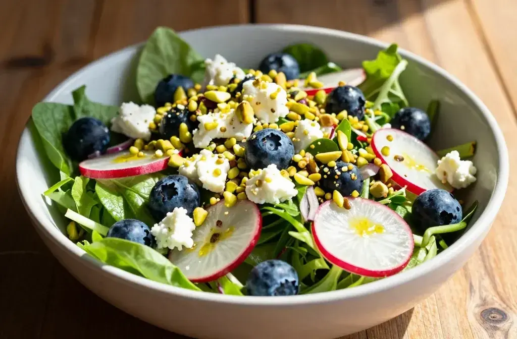 Blueberry Pistachio Spring Salad with Goat Cheese: Fresh Crunch Delight