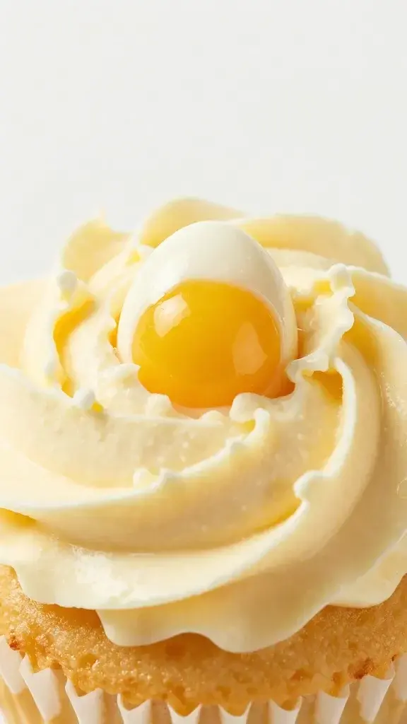 macro shot of fudgy cupcake top with hidden candy egg reveal