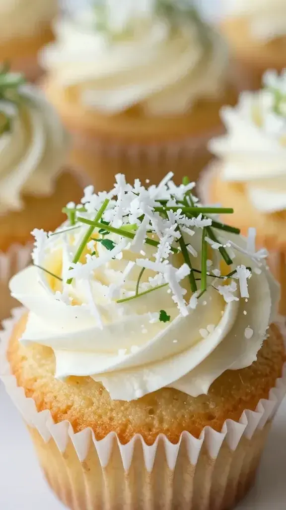 closeup of Easter basket cupcake with coconut grass topping