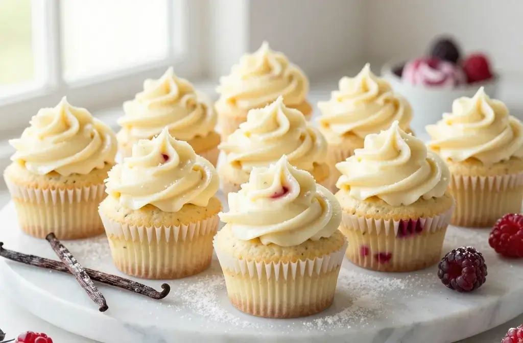 Vanilla Bean Spring Cupcakes with Berry Swirl: Sunshine Bites