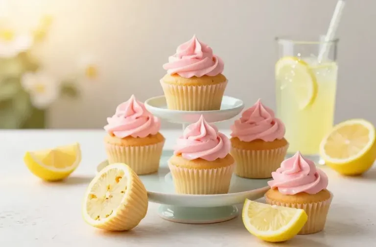 Lemonade Spring Cupcakes with Pink Frosting: Bright_bite Treats