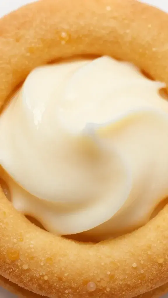 Macro shot: vanilla cream center in bright orange cookie