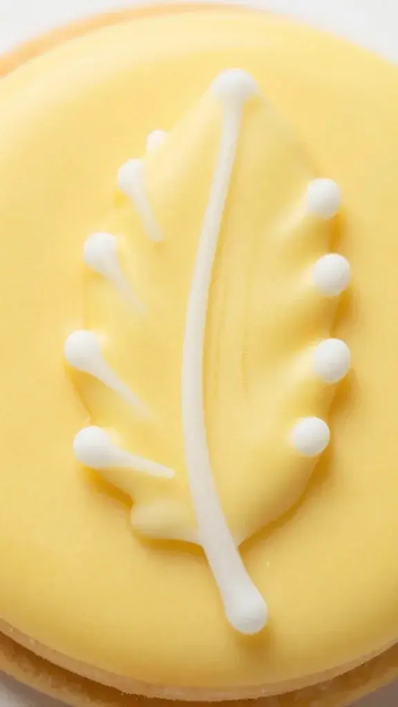 macro shot of yolk-yellow chick cookie detail icing feathers