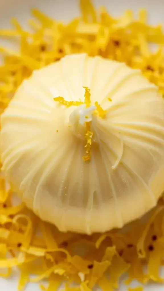 Macro shot of lemon zest and butter scoop texture