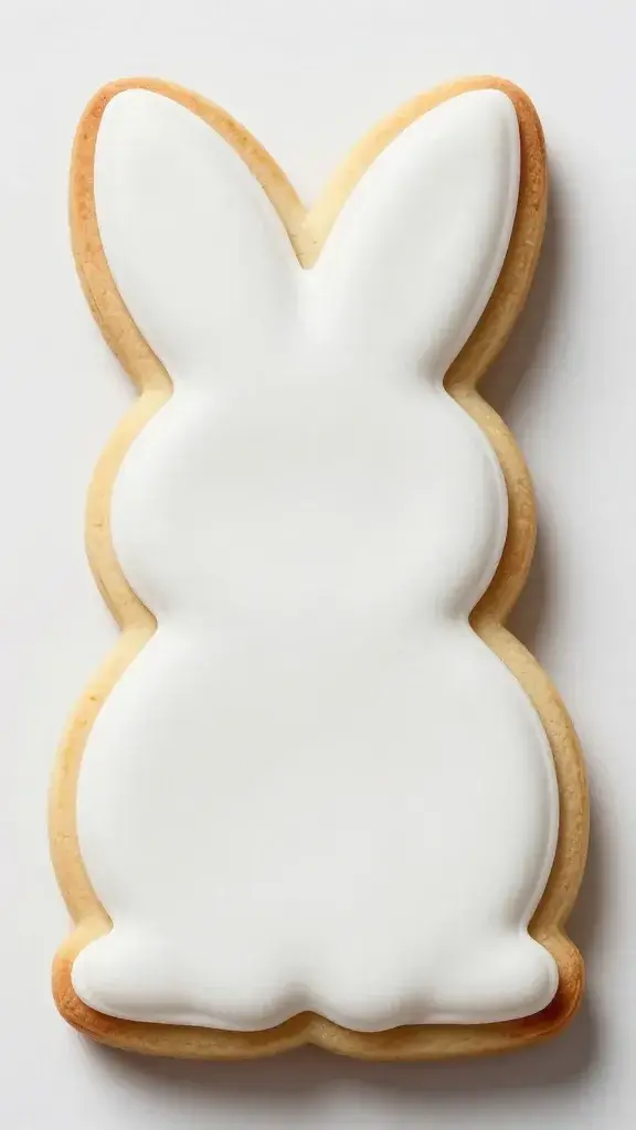 closeup of a single bunny-shaped sugar cookie with icing