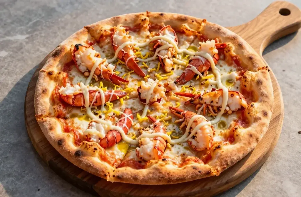 Lobster Pizza with Garlic Butter Drizzle: Oceanic Indulgence