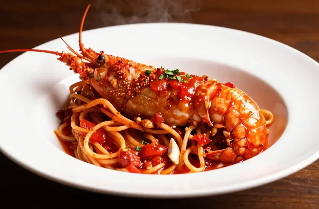 Spicy Lobster Pasta with Chili and Tomato: a Fiery Luxury Hit