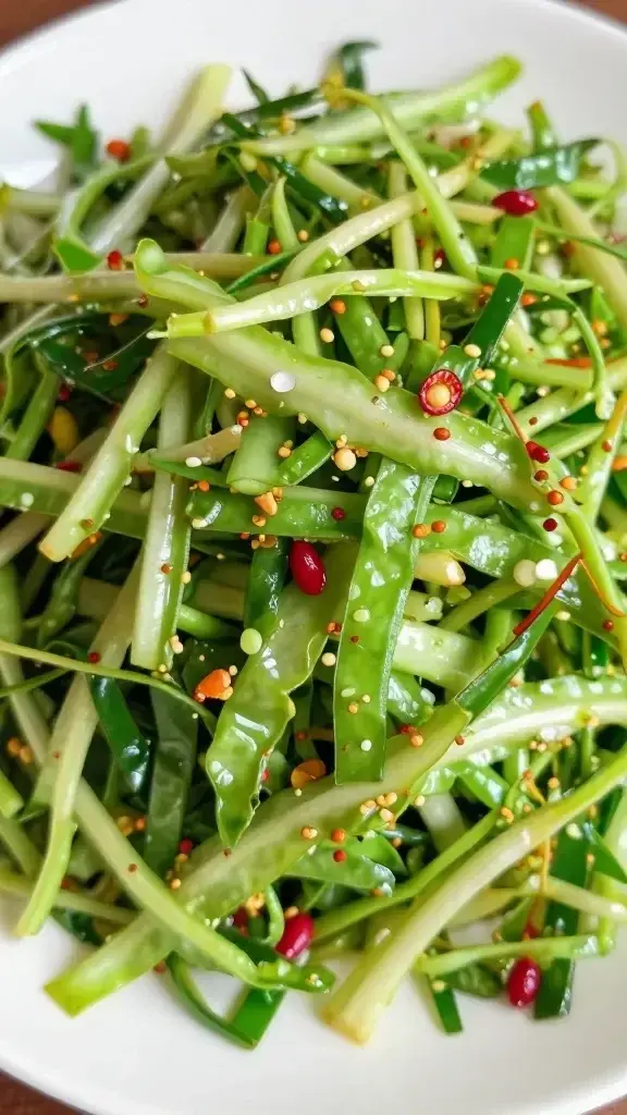 Close-up of vibrant green-red cabbage slaw on plate