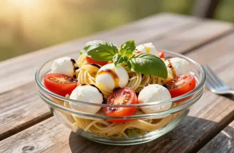 Cheesy Caprese Pasta Salad: Picnic-Ready Cheesy Goodness