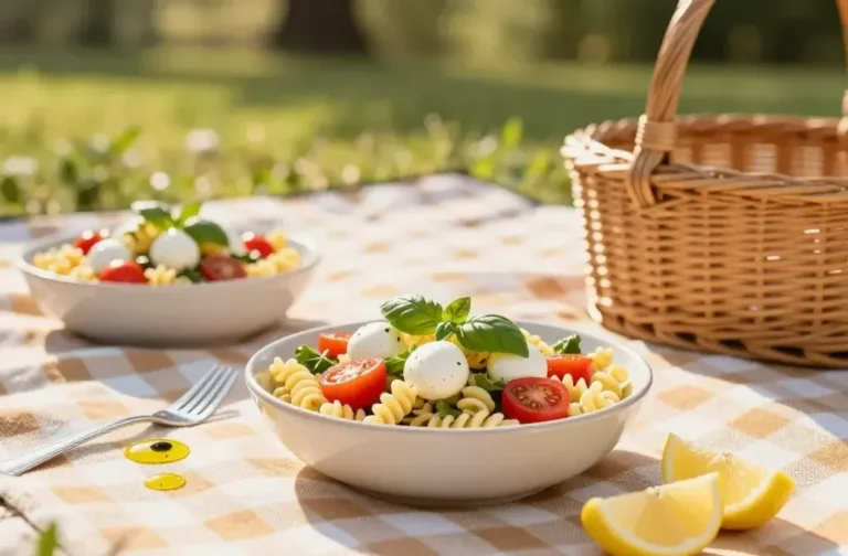 Picnic Dinner Ideas: Caprese Pasta Salad, Simple and Shine-Fect