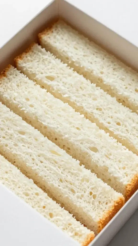 closeup of finger sandwich box opening revealing neat rectangular bites