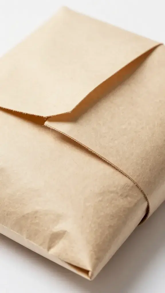 Closeup of eco-friendly wrap with compostable packaging detail