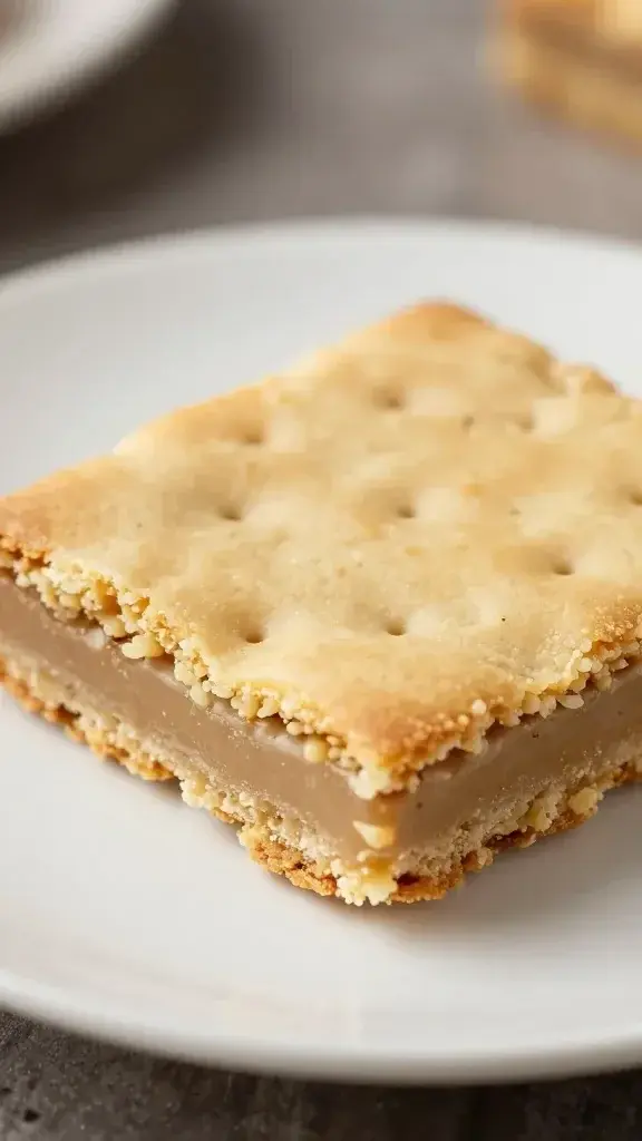 closeup of a single graham-cracker crust bar slice on plate