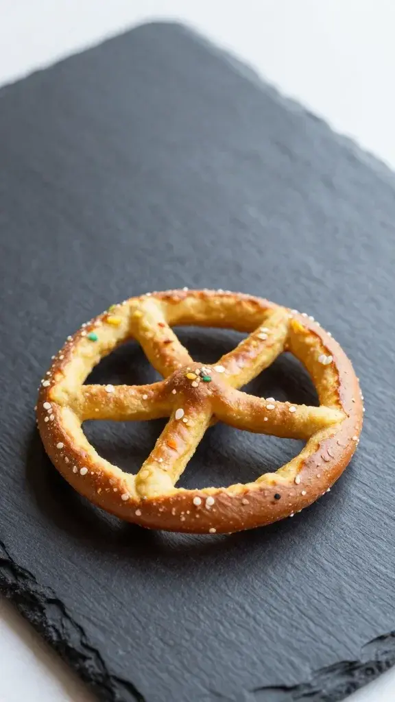 Closeup of a single colorful tortilla pinwheel bite on clean dark board