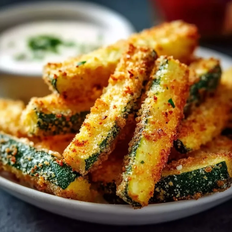 Crispy low calorie air fryer zucchini fries in a bowl, garnished with herbs.
