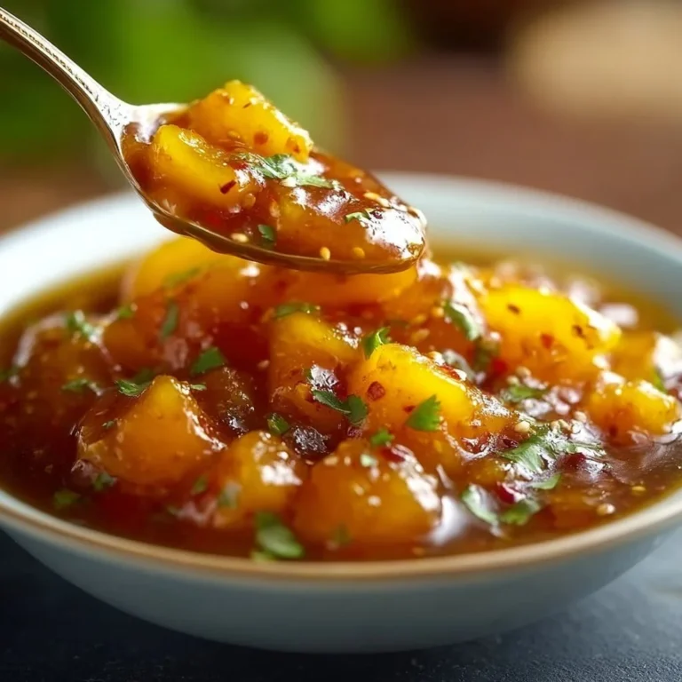 Delicious Mango Habanero Honey Garlic Sauce in a bowl