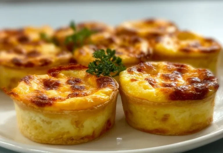 Mini cheese quiche served on a plate, perfect for brunch or appetizers