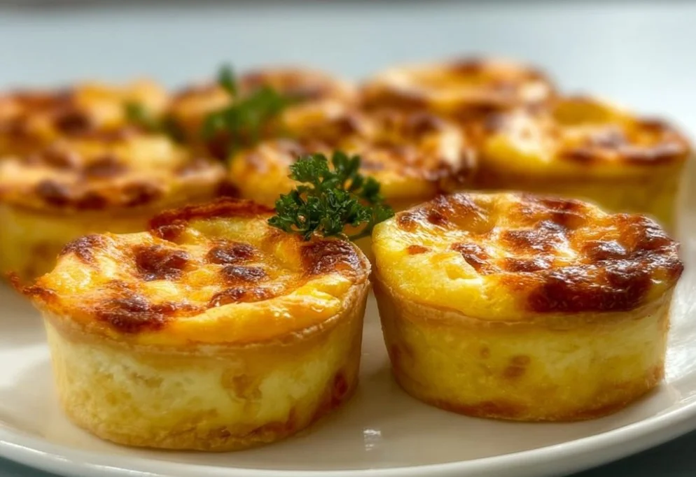 Mini cheese quiche served on a plate, perfect for brunch or appetizers