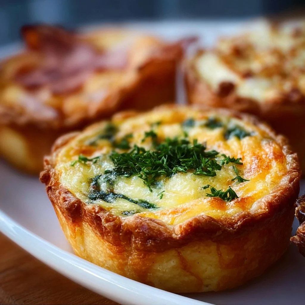 Delicious mini quiche served on a platter for brunch or party snacks.