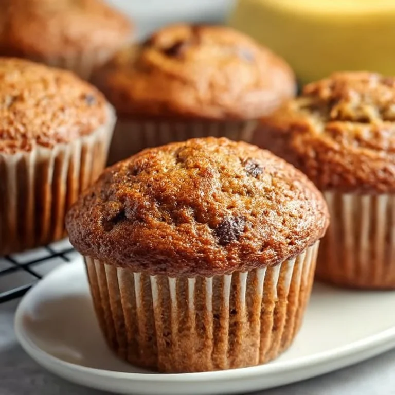 Moist banana bread muffins fresh out of the oven, perfectly baked and golden brown.