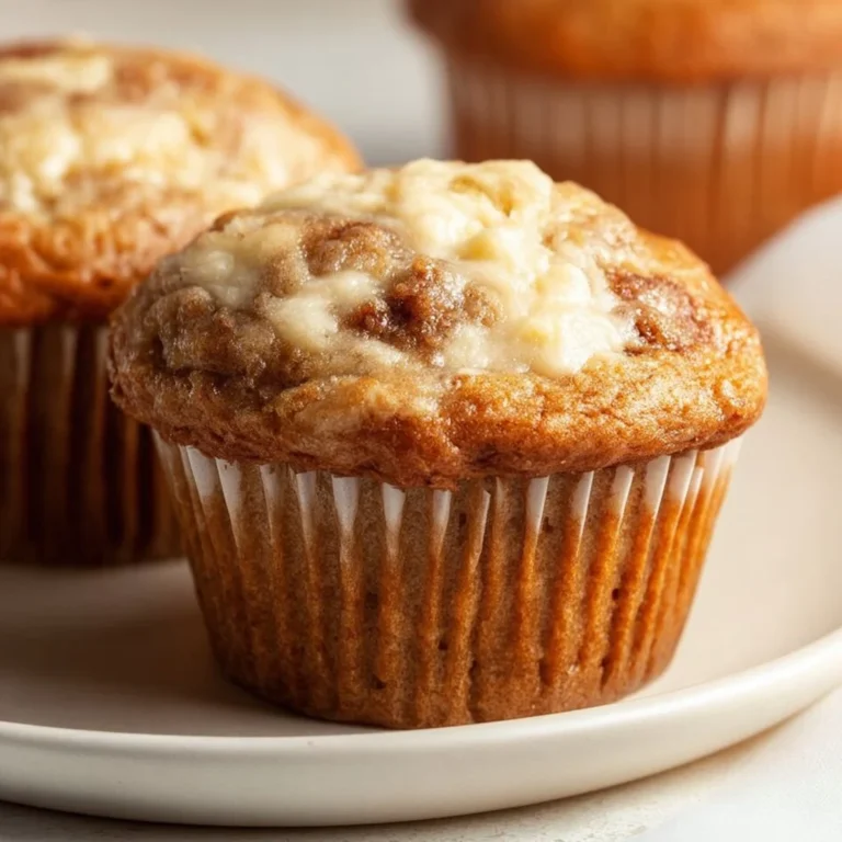 Moist banana cream cheese muffins fresh out of the oven