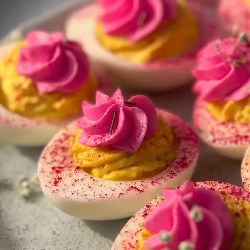 Natural Pink Easter Deviled Eggs