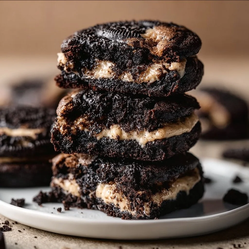Delicious Oreo Brookies recipe featuring layers of brownies and Oreos.