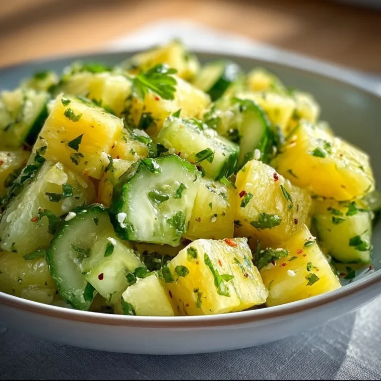 Colorful Pineapple Cucumber Salad with fresh ingredients in a bowl.