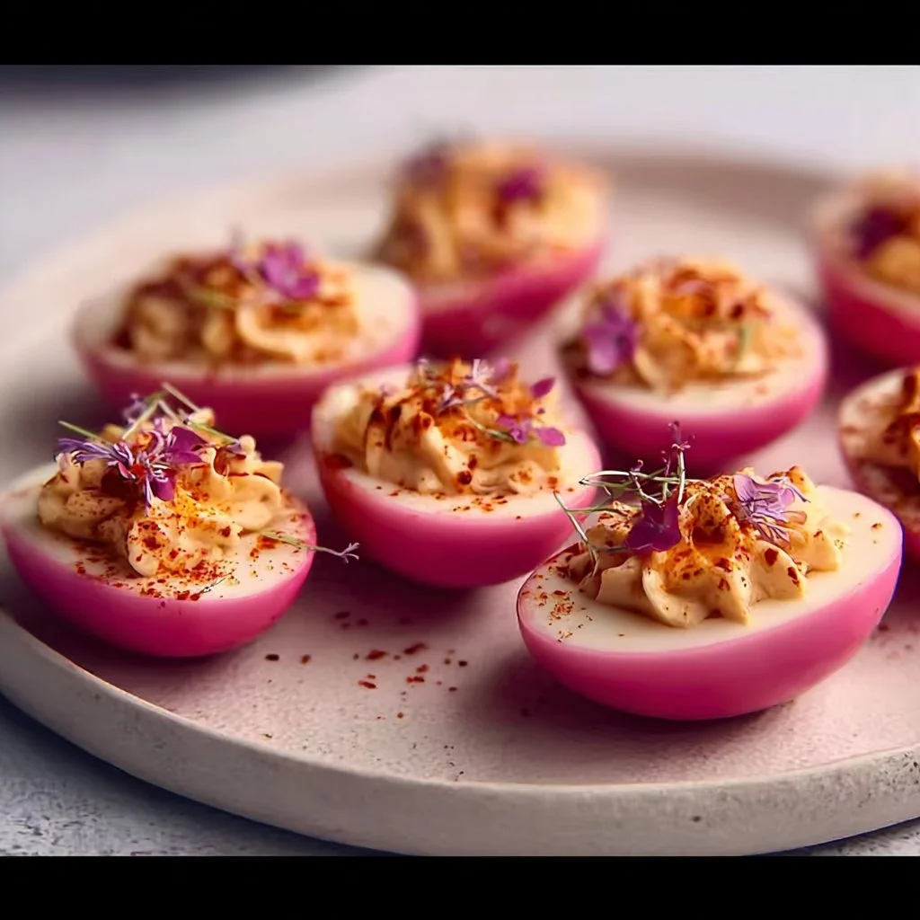 Pink Deviled Eggs