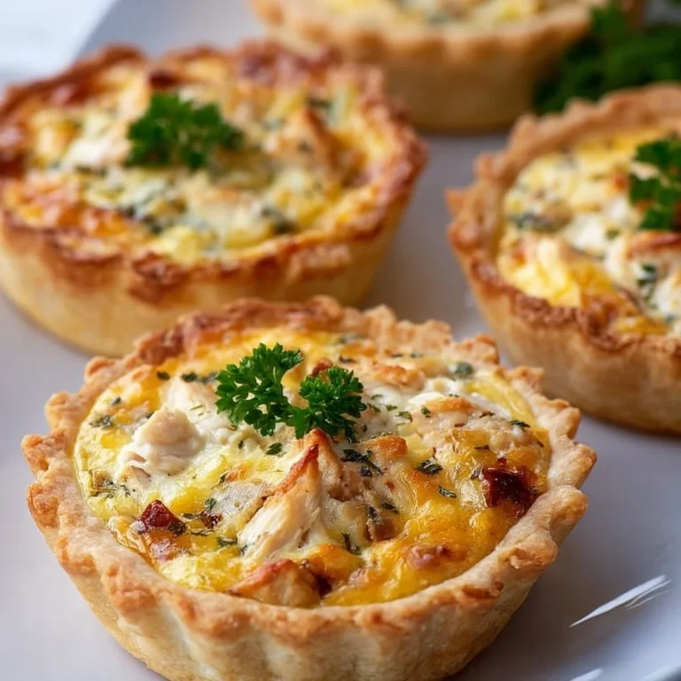 Quick mini chicken quiches served as a tasty snack or appetizer