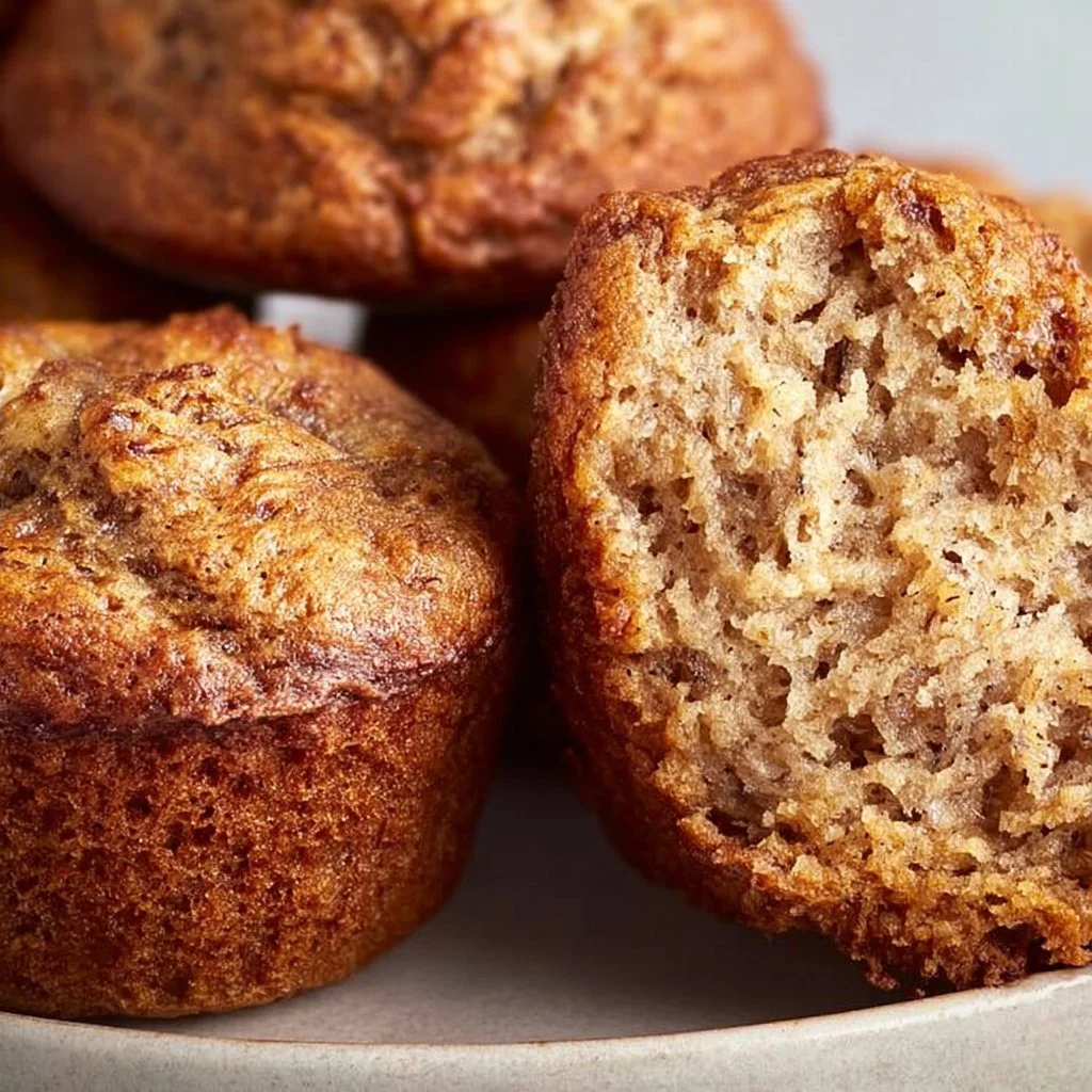Reduced-sugar banana bread muffins ready to be served on a plate